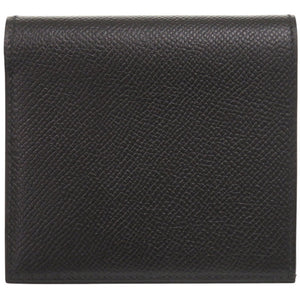 美品 エルメス 札入れ レザー ブラック 二つ折り財布 黒 0933【中古】HERMES