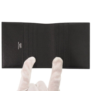 美品 エルメス 札入れ レザー ブラック 二つ折り財布 黒 0933【中古】HERMES