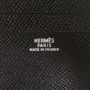 美品 エルメス 札入れ レザー ブラック 二つ折り財布 黒 0933【中古】HERMES