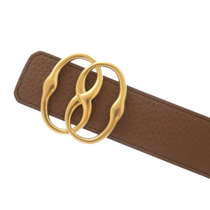 未使用品 バリー EMBLEM 35.REV レザー ブラウン ベルト 茶 0936【中古】BALLY メンズ