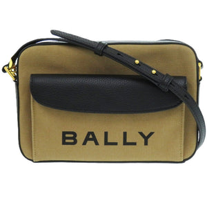 未使用品 バリー バーダニエル 6304577 ファブリック キャンバス レザー サンドベージュブラウン 茶 ショルダーバッグ 0937【中古】BALLY