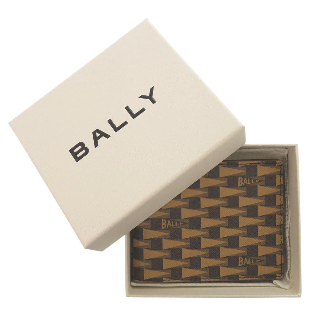 未使用 バリー レザー ブラウン 二つ折り財布 茶 0939【中古】BALLY