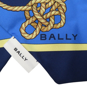 美品 バリー マリンプリント スカーフ 航海 ロゴプリント L7BA652F/U577 シルク ブルー 0946【中古】BALLY