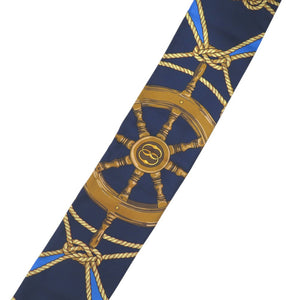 美品 バリー マリンプリント スカーフ 航海 ロゴプリント L7BA652F/U577 シルク ブルー 0946【中古】BALLY