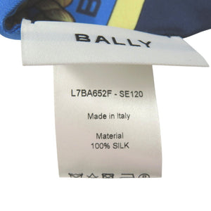 美品 バリー マリンプリント スカーフ 航海 ロゴプリント L7BA652F/U577 シルク ブルー 0946【中古】BALLY
