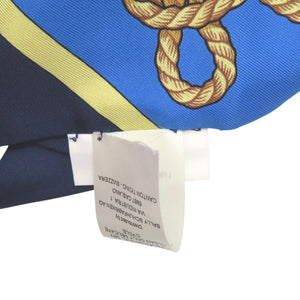 美品 バリー マリンプリント スカーフ 航海 ロゴプリント L7BA652F/U577 シルク ブルー 0946【中古】BALLY