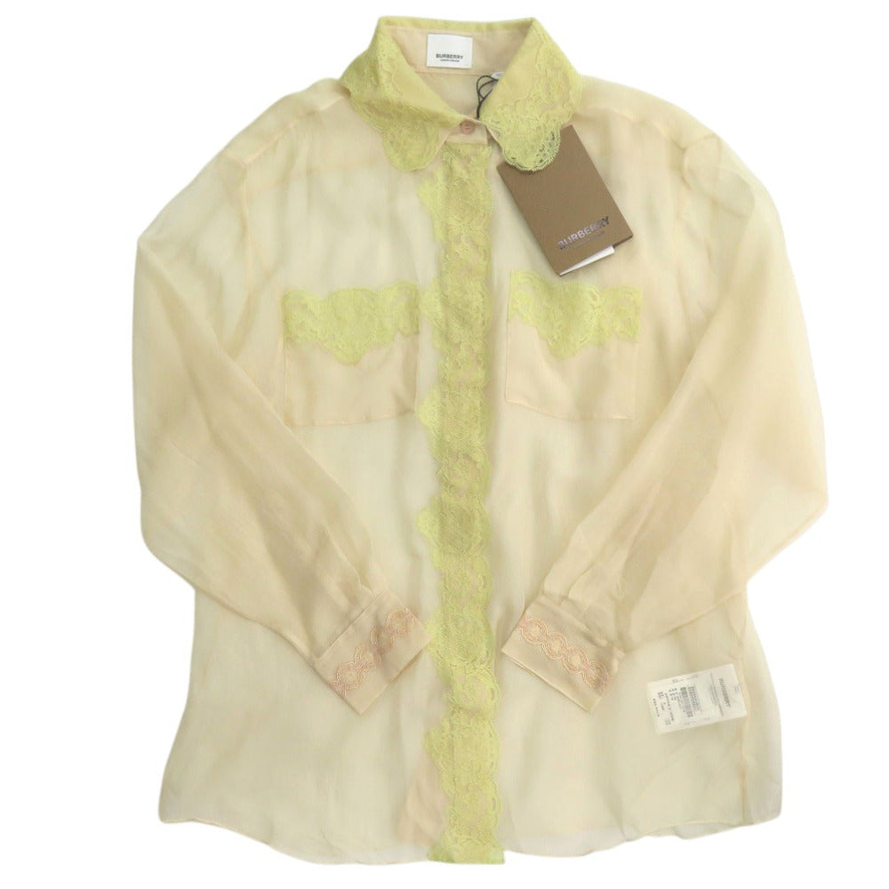 未使用品 バーバリー シルクレースブラウス 8016731 A7134 ベージュ 0950【中古】BURBERRY