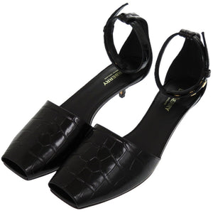 未使用品 バーバリー ヒール スクエアトゥ 26cm 8015522 A1189 レザー ブラック 黒 パンプス 0951【中古】BURBERRY