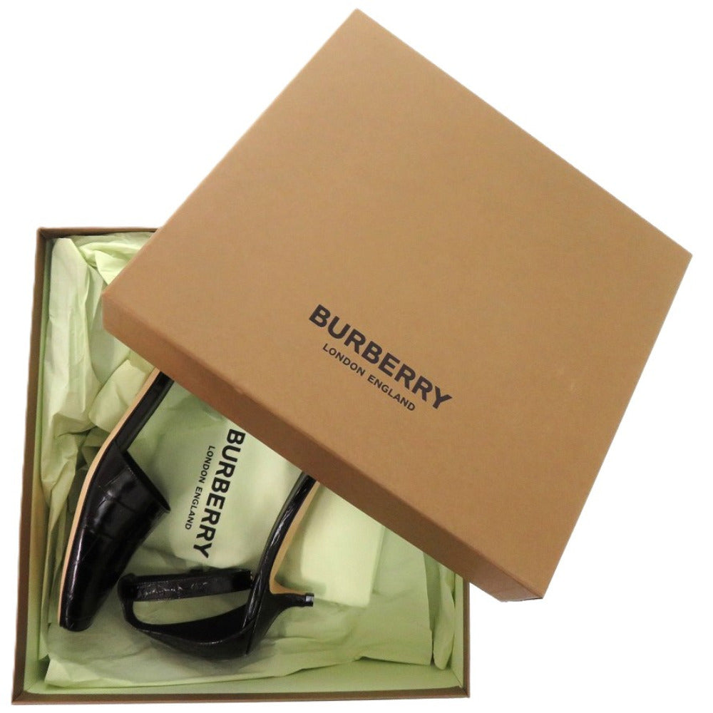 未使用品 バーバリー ヒール スクエアトゥ 26cm 8015522 A1189 レザー ブラック 黒 パンプス 0951【中古】BURBERRY