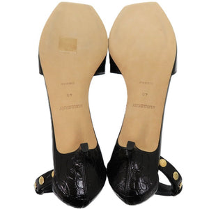 未使用品 バーバリー ヒール スクエアトゥ 26cm 8015522 A1189 レザー ブラック 黒 パンプス 0951【中古】BURBERRY