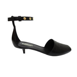 未使用品 バーバリー ヒール スクエアトゥ 26cm 8015522 A1189 レザー ブラック 黒 パンプス 0951【中古】BURBERRY