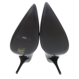 未使用品 バーバリー サイズ38 型押しレザー ブラック パンプス ヒール 黒 0952【中古】BURBERRY