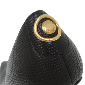 未使用品 バーバリー サイズ38 型押しレザー ブラック パンプス ヒール 黒 0952【中古】BURBERRY