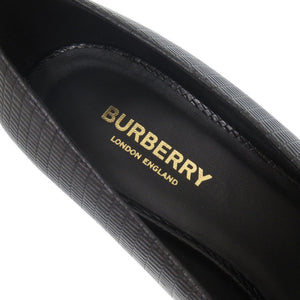 未使用品 バーバリー サイズ38 型押しレザー ブラック パンプス ヒール 黒 0952【中古】BURBERRY