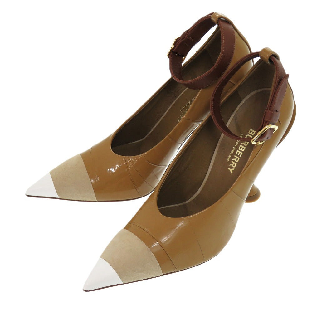 未使用品 バーバリー 8020005 A1211 ポリウレタン レザー BROWN 茶 パンプス 0954【中古】BURBERRY