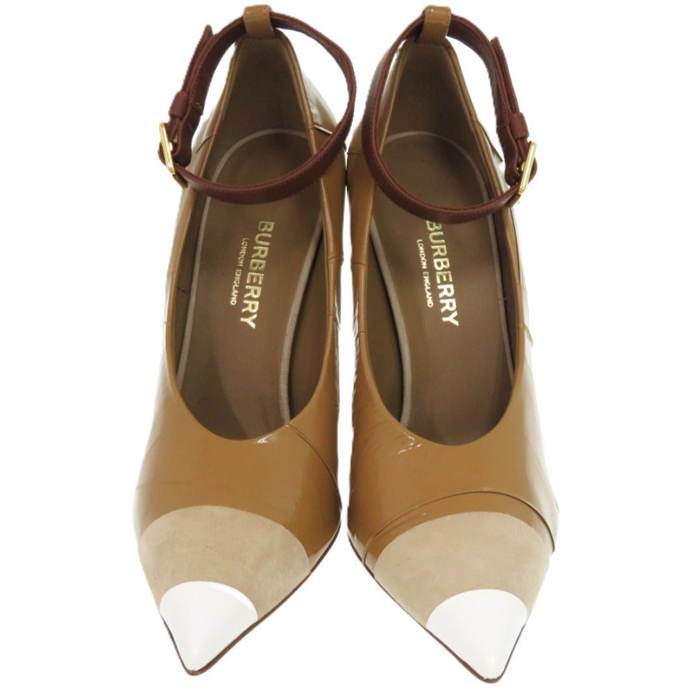 未使用品 バーバリー 8020005 A1211 ポリウレタン レザー BROWN 茶 パンプス 0954【中古】BURBERRY