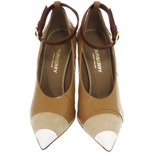 未使用品 バーバリー 8020005 A1211 ポリウレタン レザー BROWN 茶 パンプス 0954【中古】BURBERRY