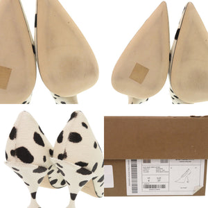 未使用品 バーバリー ダルメシアン柄 サイズ37 ハラコ ホワイト ブラック パンプス ハイヒール 0955【中古】BURBERRY