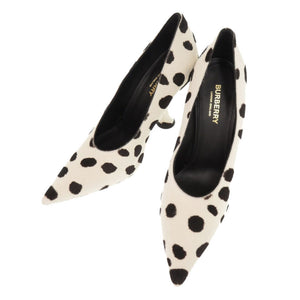 未使用品 バーバリー ダルメシアン柄 サイズ37 ハラコ ホワイト ブラック パンプス ハイヒール 0955【中古】BURBERRY