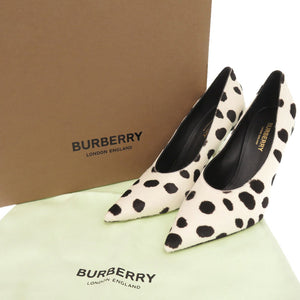 未使用品 バーバリー ダルメシアン柄 サイズ37 ハラコ ホワイト ブラック パンプス ハイヒール 0955【中古】BURBERRY