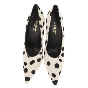 未使用品 バーバリー ダルメシアン柄 サイズ37 ハラコ ホワイト ブラック パンプス ハイヒール 0955【中古】BURBERRY