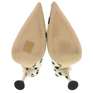 未使用品 バーバリー ダルメシアン柄 サイズ37 ハラコ ホワイト ブラック パンプス ハイヒール 0955【中古】BURBERRY