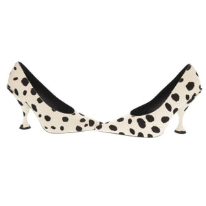 未使用品 バーバリー ダルメシアン柄 サイズ37 ハラコ ホワイト ブラック パンプス ハイヒール 0955【中古】BURBERRY