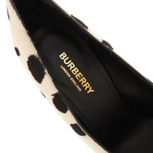 未使用品 バーバリー ダルメシアン柄 サイズ37 ハラコ ホワイト ブラック パンプス ハイヒール 0955【中古】BURBERRY