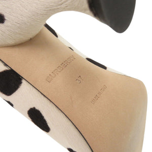 未使用品 バーバリー ダルメシアン柄 サイズ37 ハラコ ホワイト ブラック パンプス ハイヒール 0955【中古】BURBERRY