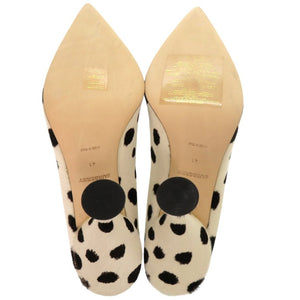 未使用品 バーバリー ダルメシアン柄 ポインテッドトゥ 26.5cm 8025313 A1462 レザー ハラコ ホワイト パンプス 0956【中古】BURBERRY