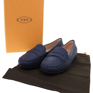 新品同様 トッズ ローファー シティゴンミーニ ドライビングシューズ レザー ネイビー 紺 レザーシューズ 0961【中古】TOD’S