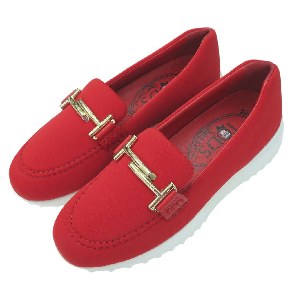 未使用品 トッズ HAPPY MOMENTS ALBER ELBAZ スリッポン ローファー ウェッジヒール ダブルT ロゴ XXW80A0CI20MYB R411 ラバー レッド 0962【中古】TOD’S