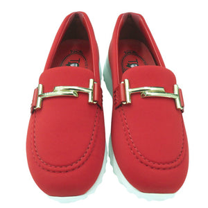 未使用品 トッズ HAPPY MOMENTS ALBER ELBAZ スリッポン ローファー ウェッジヒール ダブルT ロゴ XXW80A0CI20MYB R411 ラバー レッド 0962【中古】TOD’S