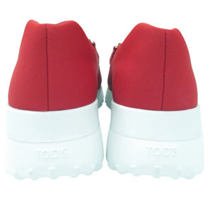 未使用品 トッズ HAPPY MOMENTS ALBER ELBAZ スリッポン ローファー ウェッジヒール ダブルT ロゴ XXW80A0CI20MYB R411 ラバー レッド 0962【中古】TOD’S