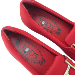 未使用品 トッズ HAPPY MOMENTS ALBER ELBAZ スリッポン ローファー ウェッジヒール ダブルT ロゴ XXW80A0CI20MYB R411 ラバー レッド 0962【中古】TOD’S