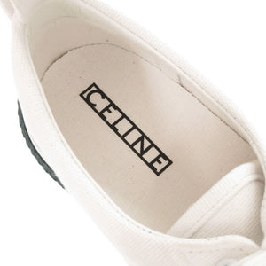 新品同様 セリーヌ フィービー期 180° サイズ38 キャンバス ホワイト グリーン スニーカー 靴 1008【中古】CELINE