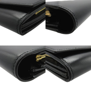 美品 ランバン ヴィンテージ 長財布 レザー ブラック 黒 1030【中古】LANVIN