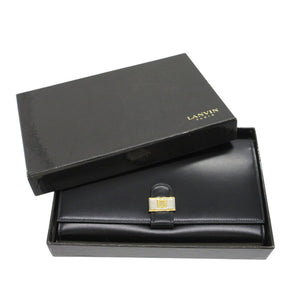 美品 ランバン ヴィンテージ 長財布 レザー ブラック 黒 1030【中古】LANVIN