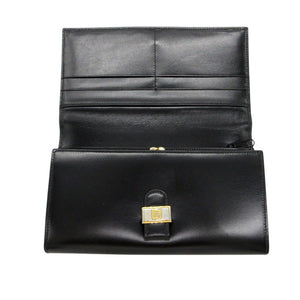 美品 ランバン ヴィンテージ 長財布 レザー ブラック 黒 1030【中古】LANVIN