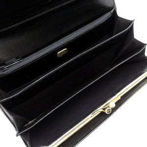 美品 ランバン ヴィンテージ 長財布 レザー ブラック 黒 1030【中古】LANVIN