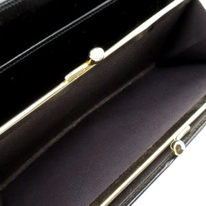 美品 ランバン ヴィンテージ 長財布 レザー ブラック 黒 1030【中古】LANVIN