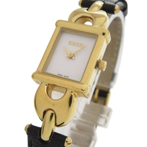 美品 グッチ 1800L チェンジベルト GP 型押しレザー ホワイト 白文字盤 ブラック レッド クオーツ 腕時計 1052【中古】GUCCI