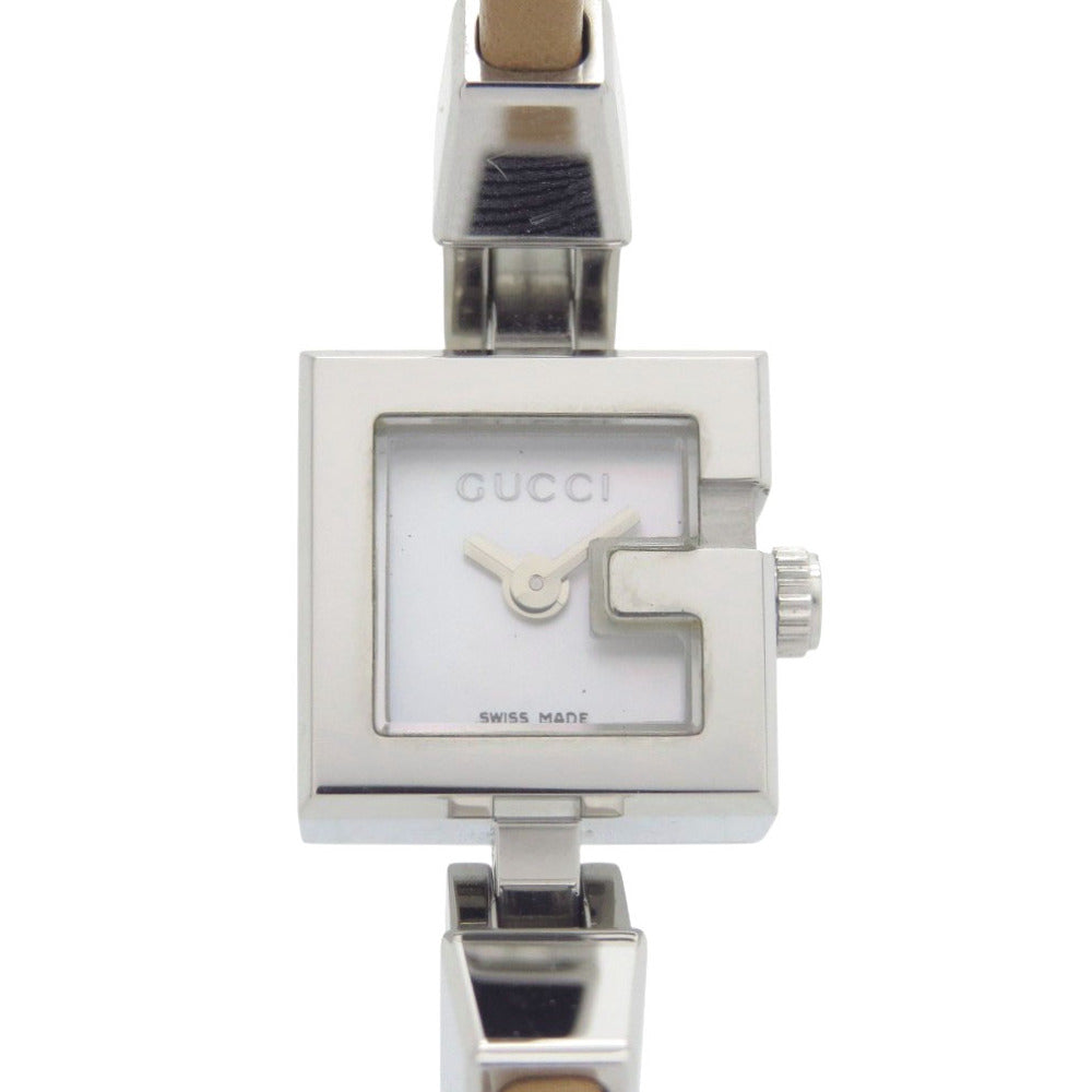新品同様 グッチ 102 SS レザー シェル文字盤 ブラウン クオーツ 腕時計 1054【中古】GUCCI