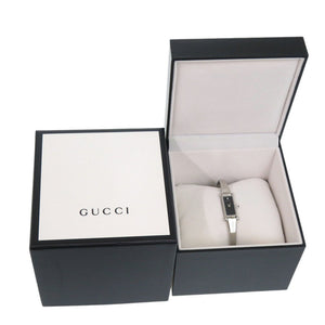 美品 グッチ 1Pダイヤ 1500L SS ブラック 黒文字盤 シルバー クオーツ 腕時計 1056【中古】GUCCI