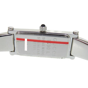 美品 グッチ 1Pダイヤ 1500L SS ブラック 黒文字盤 シルバー クオーツ 腕時計 1056【中古】GUCCI