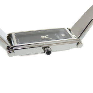 美品 グッチ 1Pダイヤ 1500L SS ブラック 黒文字盤 シルバー クオーツ 腕時計 1056【中古】GUCCI