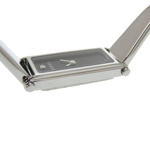 美品 グッチ 1Pダイヤ 1500L SS ブラック 黒文字盤 シルバー クオーツ 腕時計 1056【中古】GUCCI