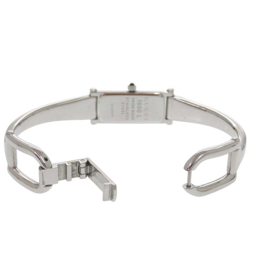 グッチ 1Pダイヤ 1500L SS ブラック 黒文字盤 シルバー クオーツ 腕時計 1059【中古】GUCCI