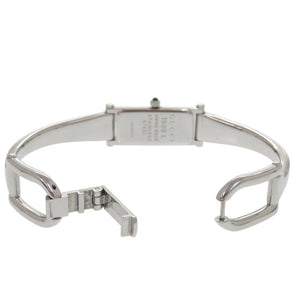 グッチ 1Pダイヤ 1500L SS ブラック 黒文字盤 シルバー クオーツ 腕時計 1059【中古】GUCCI