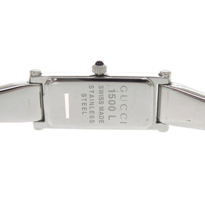 グッチ 1Pダイヤ 1500L SS ブラック 黒文字盤 シルバー クオーツ 腕時計 1059【中古】GUCCI